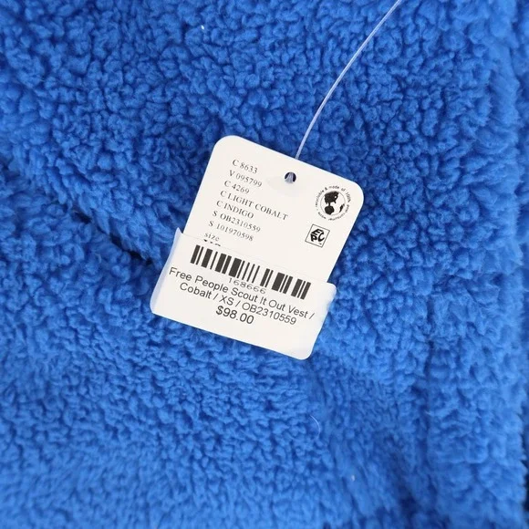 Free People Scout It Out Vest Womens XS Cobalt Blue Fleece Snap Front Boxy Fit - Picture 6 of 11